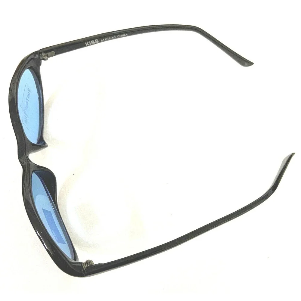 Kiss Womens Classic Black Blue Lens Cat Eye Sunglasses Hand Polished Frames